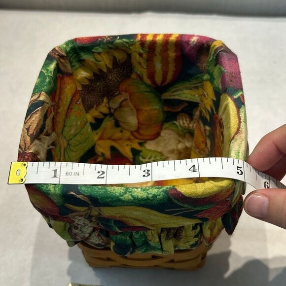 Longaberger Handwoven Basket 1996 Vegetable Cloth Liner Fall Tissue Spoon Rectan - Picture 9 of 9